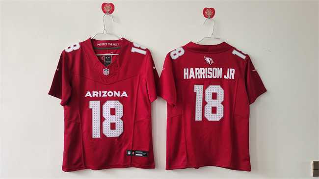 Women%27s Arizona Cardinals #18 Marvin Harrison Jr Red 2024 F.U.S.E Stitched Jersey
